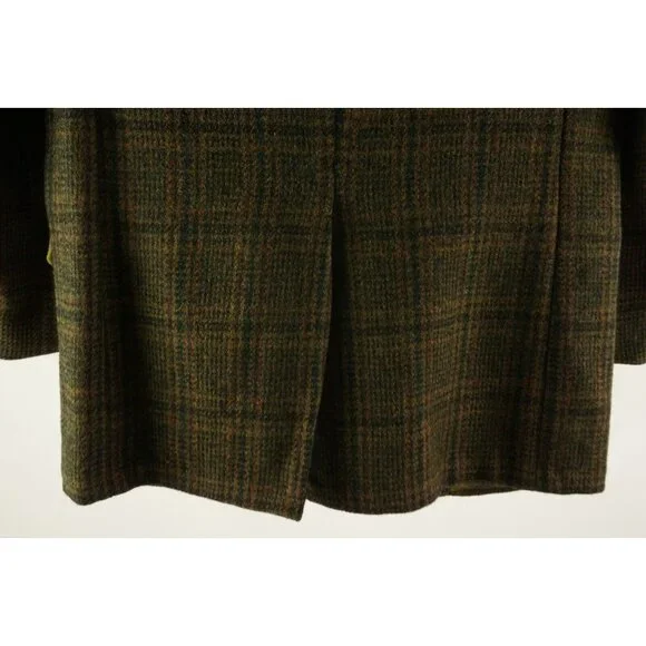 Vintage 1950s Penneys x Harris Tweed 42R Green Orange Shadow Plaid Sport Coat